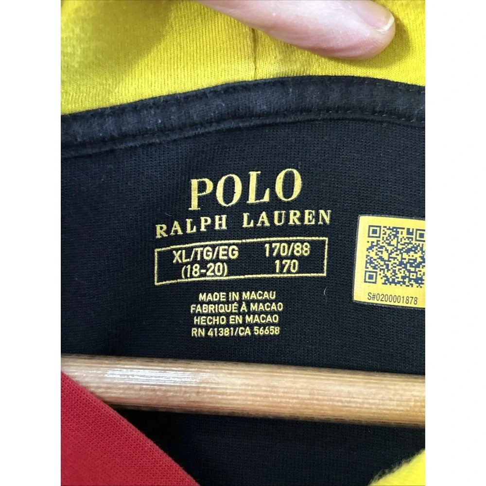 Polo Ralph Lauren Hoodie T-Shirt Boys XL 18-20 PLR67 Graphic Colorblock